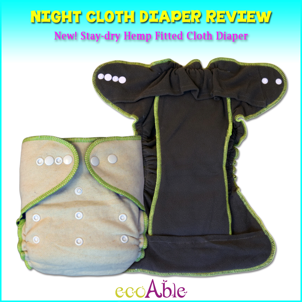 EcoAble Stay-Dry Hemp Fitted Cloth Diaper for Night Time