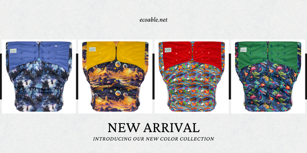 EcoAble Adult Cloth Diapers showcasing multiple new prints as a fresh arrival.