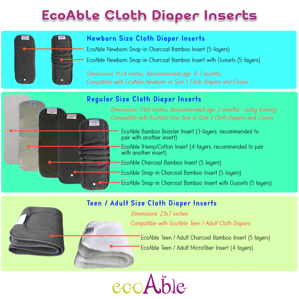 EcoAble Baby Cloth Diaper Inserts