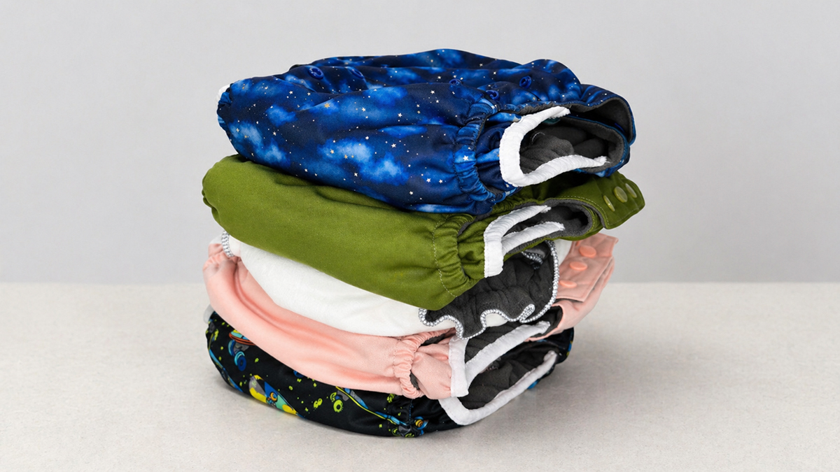 EcoAble cloth diaper stash for special needs teens &mdash; folded and ready for daily routine and care management